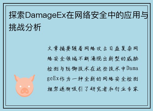 探索DamageEx在网络安全中的应用与挑战分析